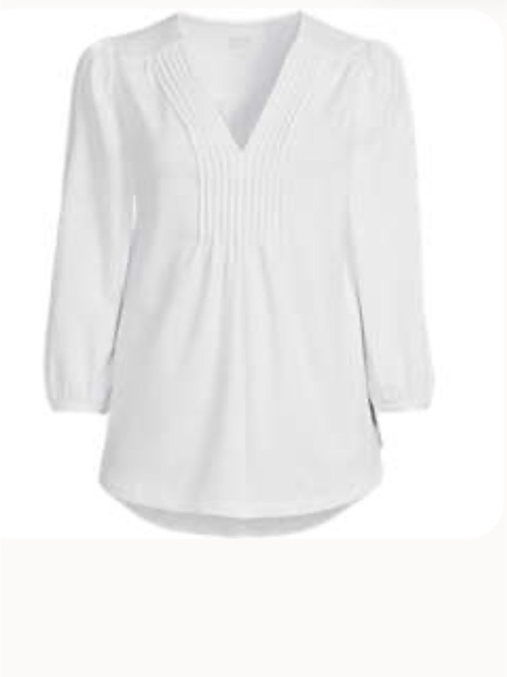 Lands' End White Pintuck V-Neck Tunic